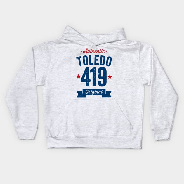 Authentic Toledo 419 Area Code Kids Hoodie by DetourShirts